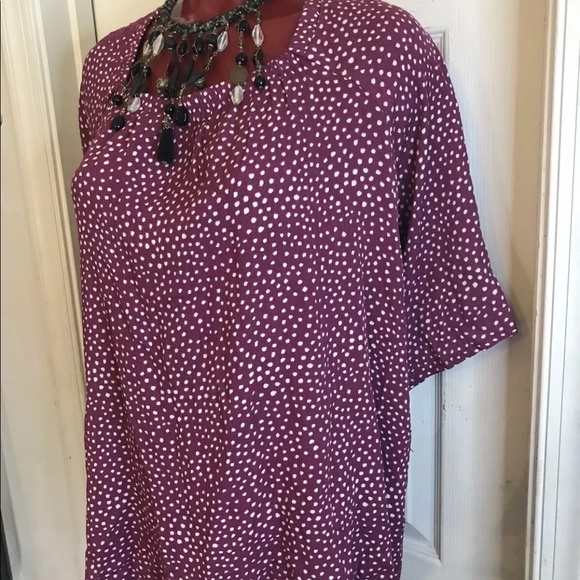 NWT Retrology Boho Woven Top Peasant Blouse S/S Lace Plus SIZE 1X  Berry - Picture 5 of 10